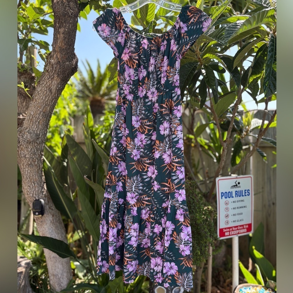 Carter's Green with Pink and Orange Tropical Hawaiian Print Sundress Size 6/6X - Picture 6 of 9